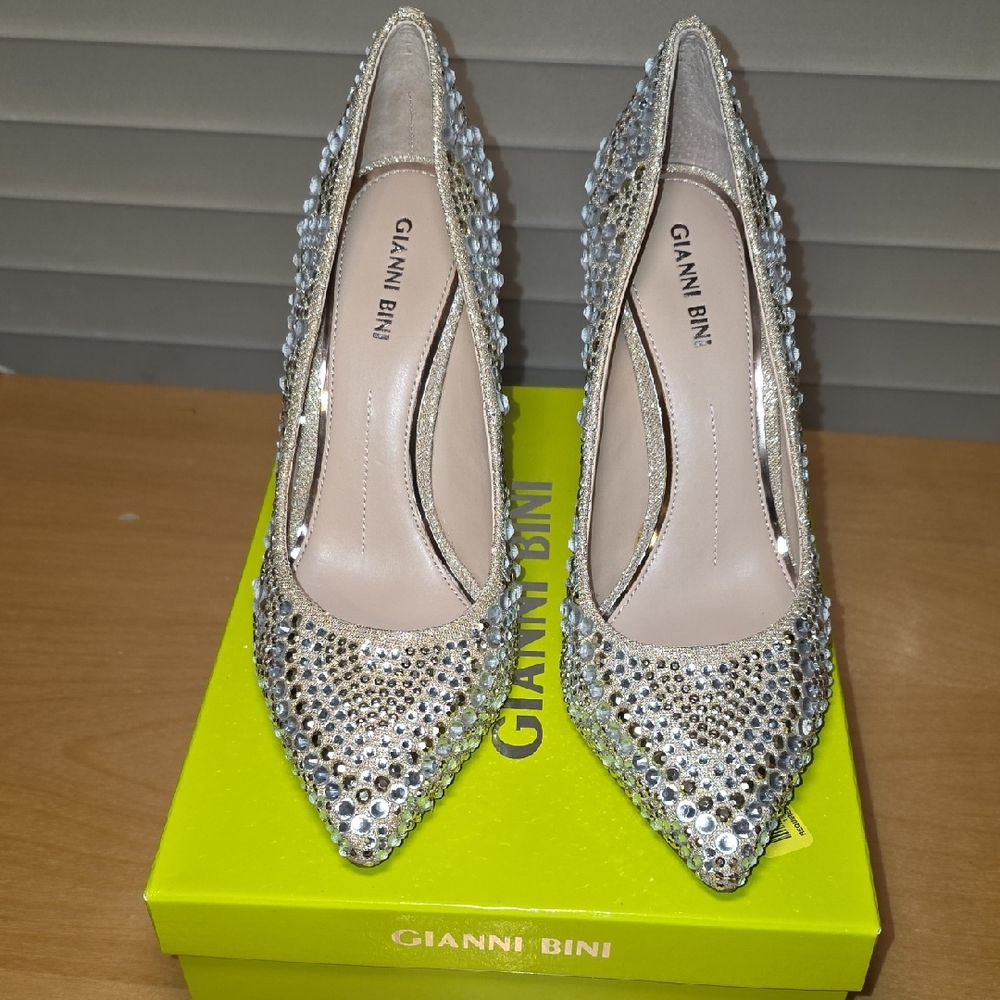Gianni Bini Rhinestone Gold Heels
